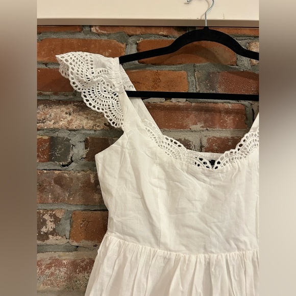Lulus Kindest Cutie White Eyelet Embroidered Ruffle Strap Mini Dress Size XS - Picture 8 of 11